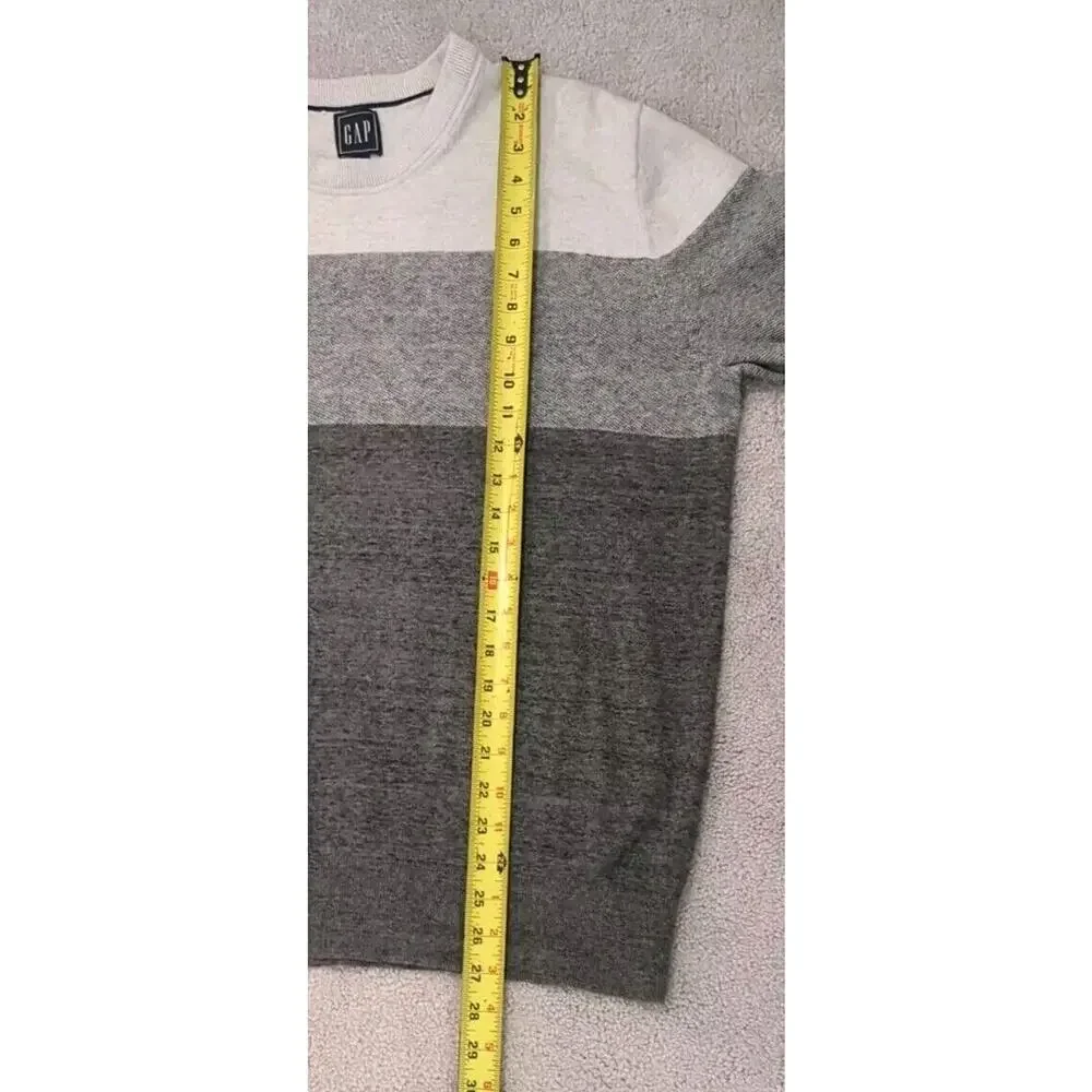 Gap Long Sleeve Heathered Gray Striped Sweater Size Large Long Sleeve Men
